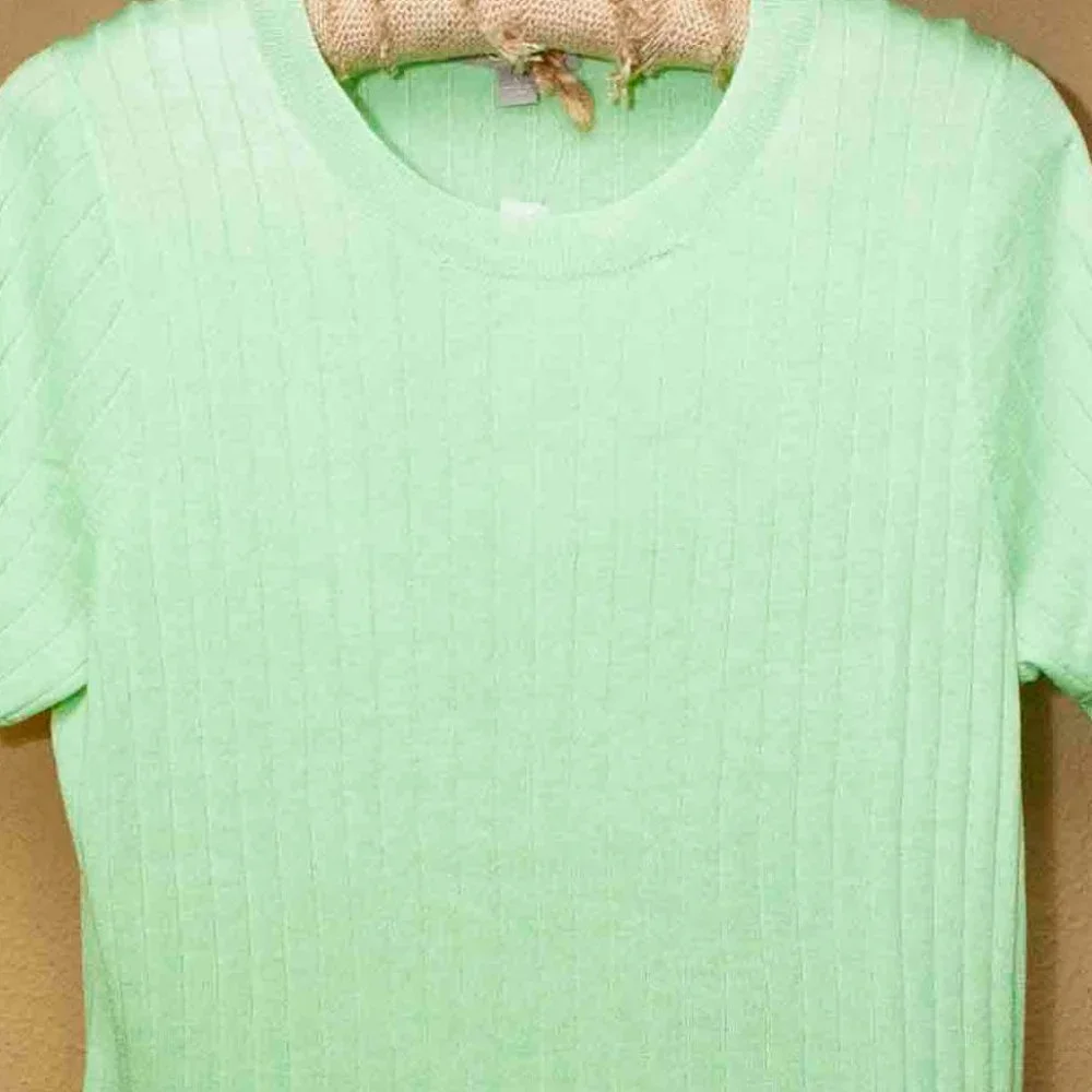 NWT J. Crew Silk and Cashmere Cropped T-Shirt in Frosty Green size L